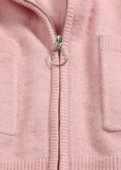 bonprix bonprix Chaqueta de punto con cremallera Rosa ceniza Online