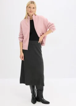 bonprix bonprix Chaqueta de punto con cremallera Rosa ceniza Online
