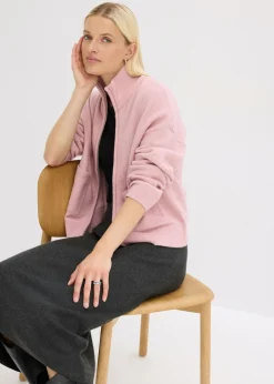 bonprix bonprix Chaqueta de punto con cremallera Rosa ceniza Online