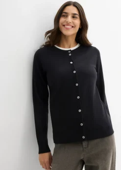 bonprix bonprix Chaqueta de punto con cuello redondo Negro Online