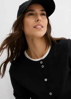 bonprix bonprix Chaqueta de punto con cuello redondo Negro Online
