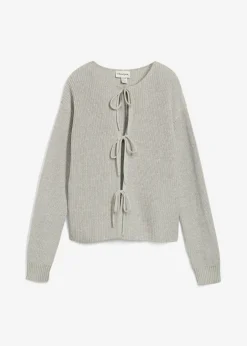 bonprix bonprix Chaqueta de punto con detalle de lazo Gris claro jaspeado Discount