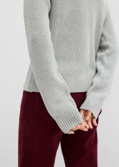 bonprix bonprix Chaqueta de punto con detalle de lazo Gris claro jaspeado Discount