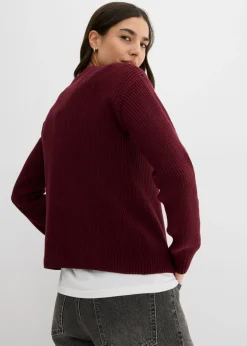 bonprix bonprix Chaqueta de punto con detalle de lazo mora oscuro Hot