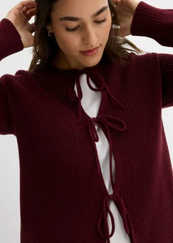 bonprix bonprix Chaqueta de punto con detalle de lazo mora oscuro Hot