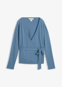 bonprix bonprix Chaqueta de punto con diseño cruzado Azul ola