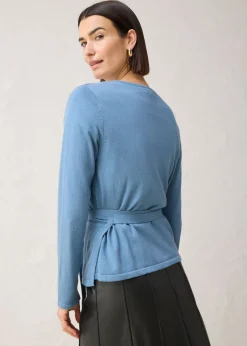 bonprix bonprix Chaqueta de punto con diseño cruzado Azul ola