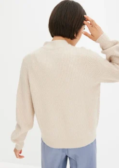 bonprix bonprix Chaqueta de punto con patrón trenzado Beige jaspeado Best