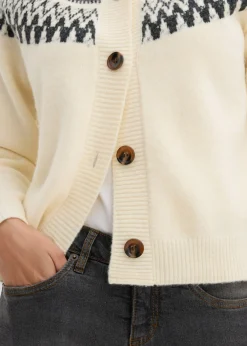 bonprix bonprix Chaqueta de punto con patrón nórdico Beige natural Online