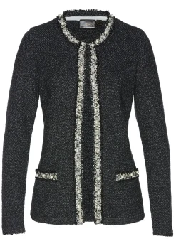 bonprix bonprix Chaqueta de punto con perlas Negro New