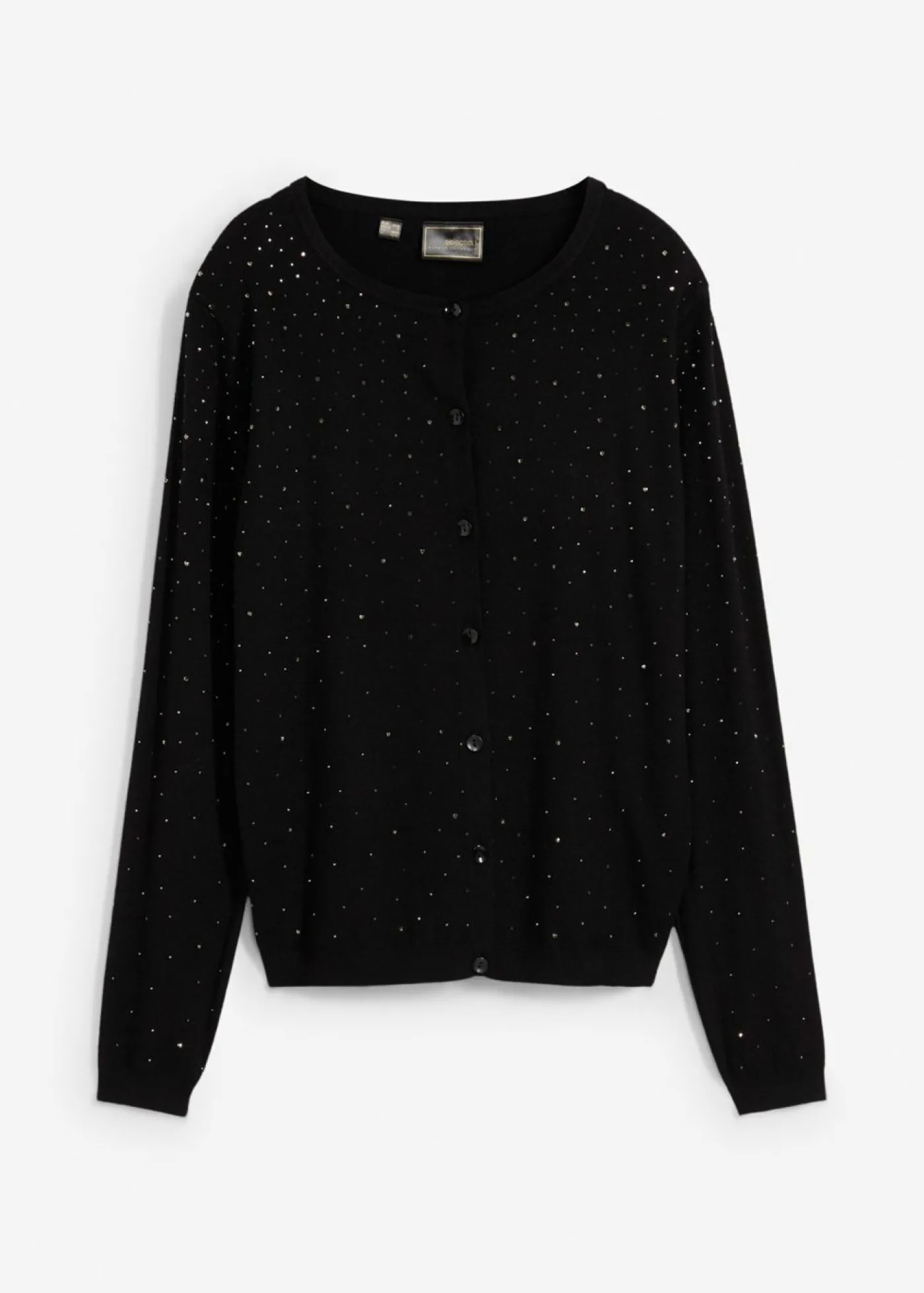 bonprix bonprix Chaqueta de punto con piedras brillantes Negro New