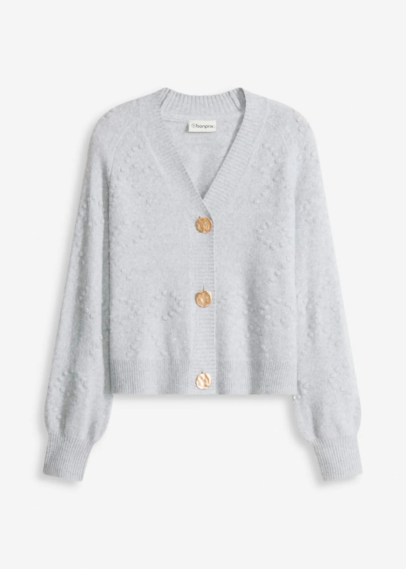 bonprix bonprix Chaqueta de punto con textura gris claro jaspeado moteado Discount