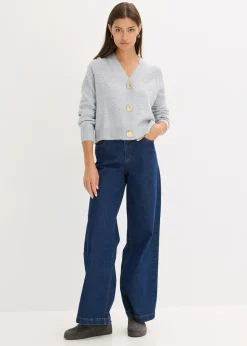 bonprix bonprix Chaqueta de punto con textura gris claro jaspeado moteado Discount