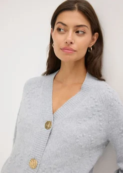 bonprix bonprix Chaqueta de punto con textura gris claro jaspeado moteado Discount