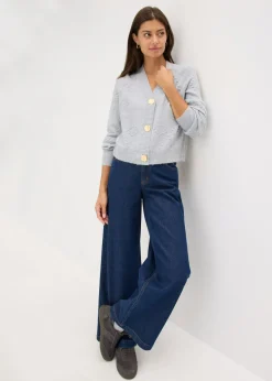 bonprix bonprix Chaqueta de punto con textura gris claro jaspeado moteado Discount