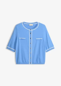 bonprix bonprix Chaqueta de punto con viscosa azul provenzal-blanco lana Hot