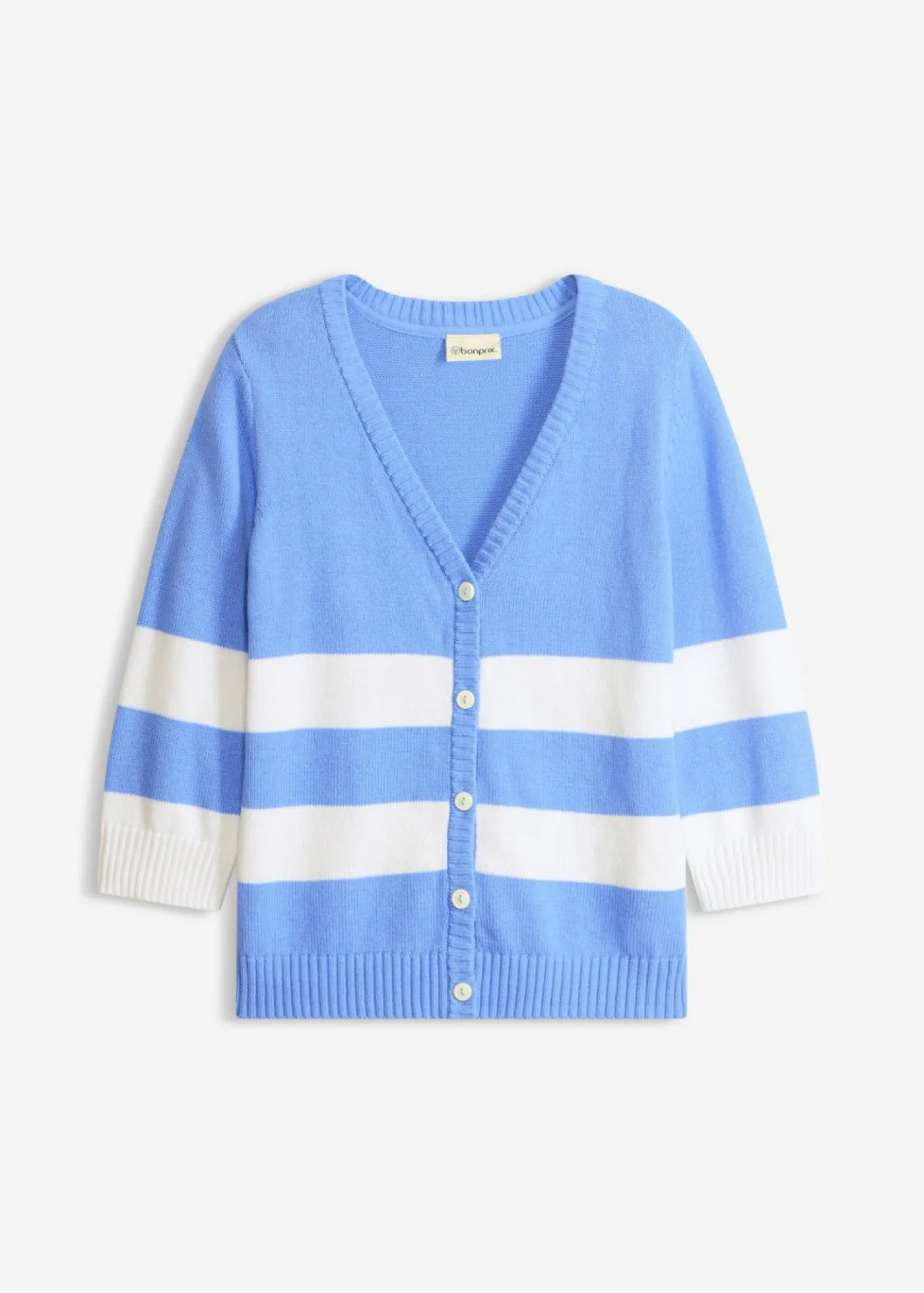 bonprix bonprix Chaqueta de punto de algodón Azul provenzal-blanco de rayas Clearance