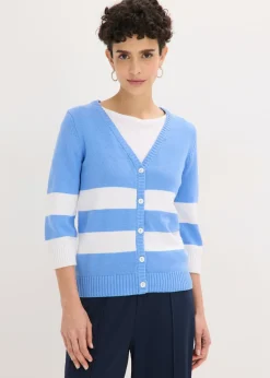 bonprix bonprix Chaqueta de punto de algodón Azul provenzal-blanco de rayas Clearance
