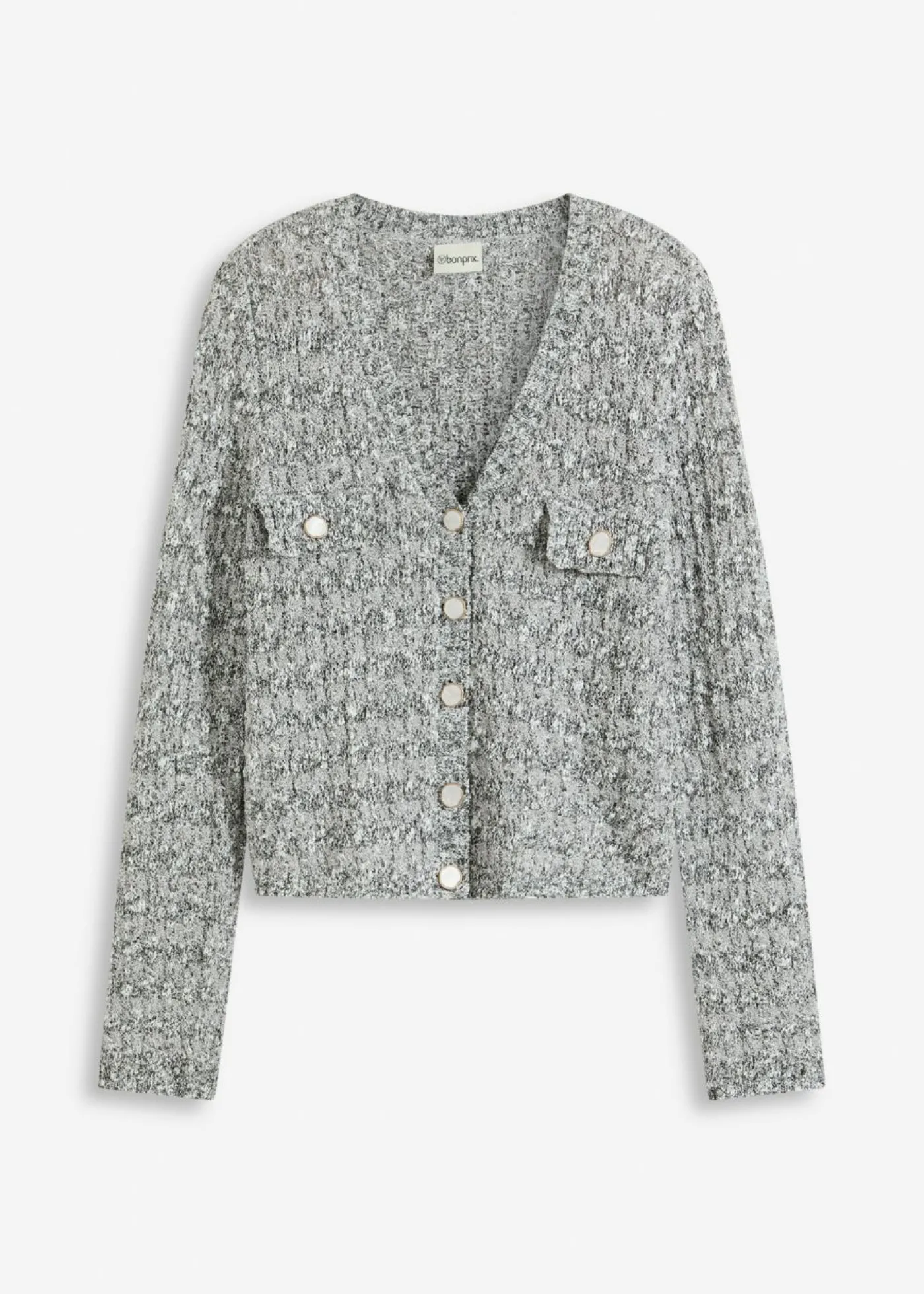 bonprix bonprix Chaqueta de punto de bouclé gris jaspeado moteado Outlet