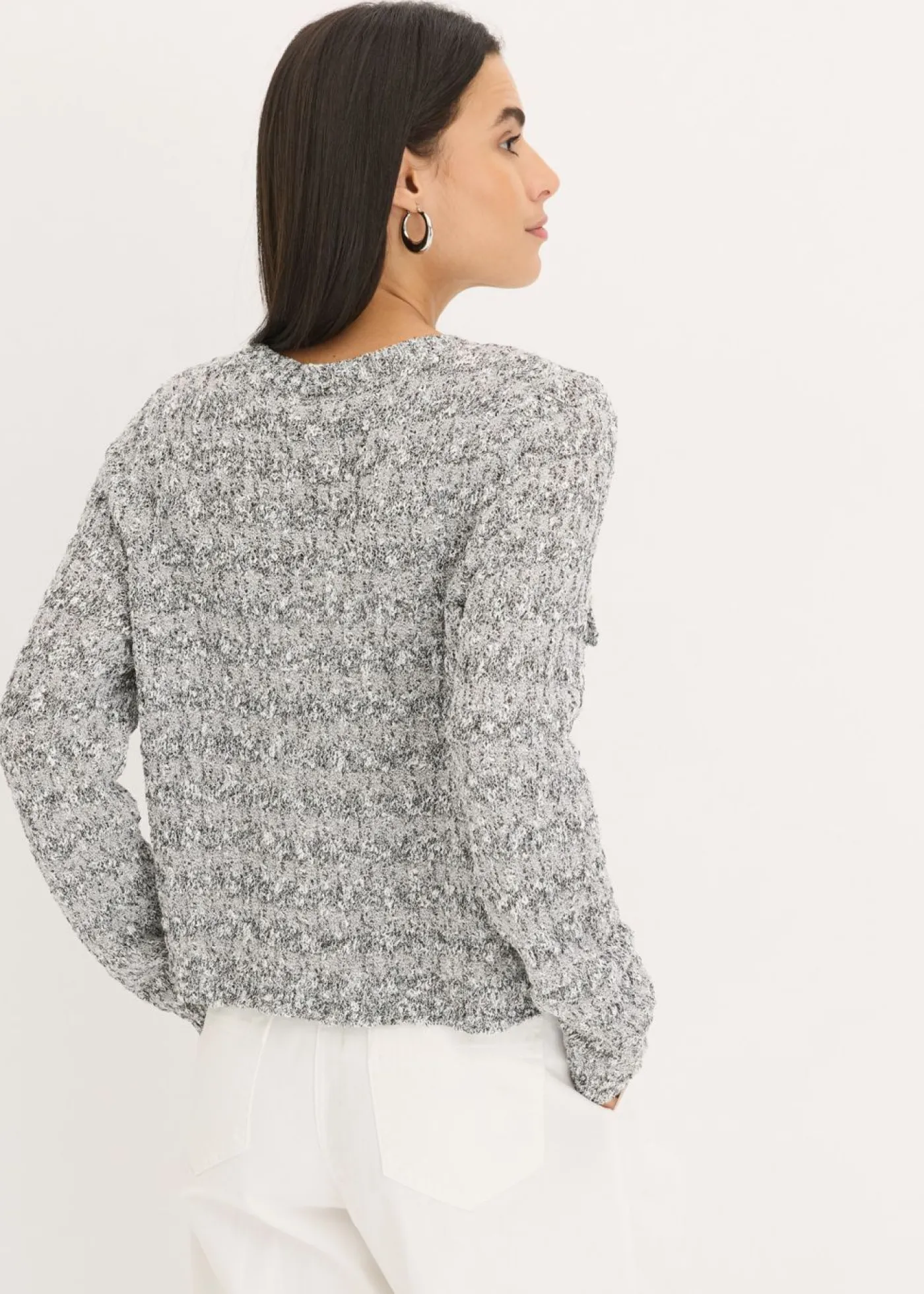bonprix bonprix Chaqueta de punto de bouclé gris jaspeado moteado Outlet
