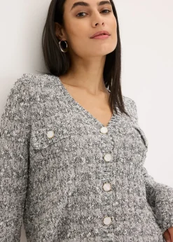 bonprix bonprix Chaqueta de punto de bouclé gris jaspeado moteado Outlet