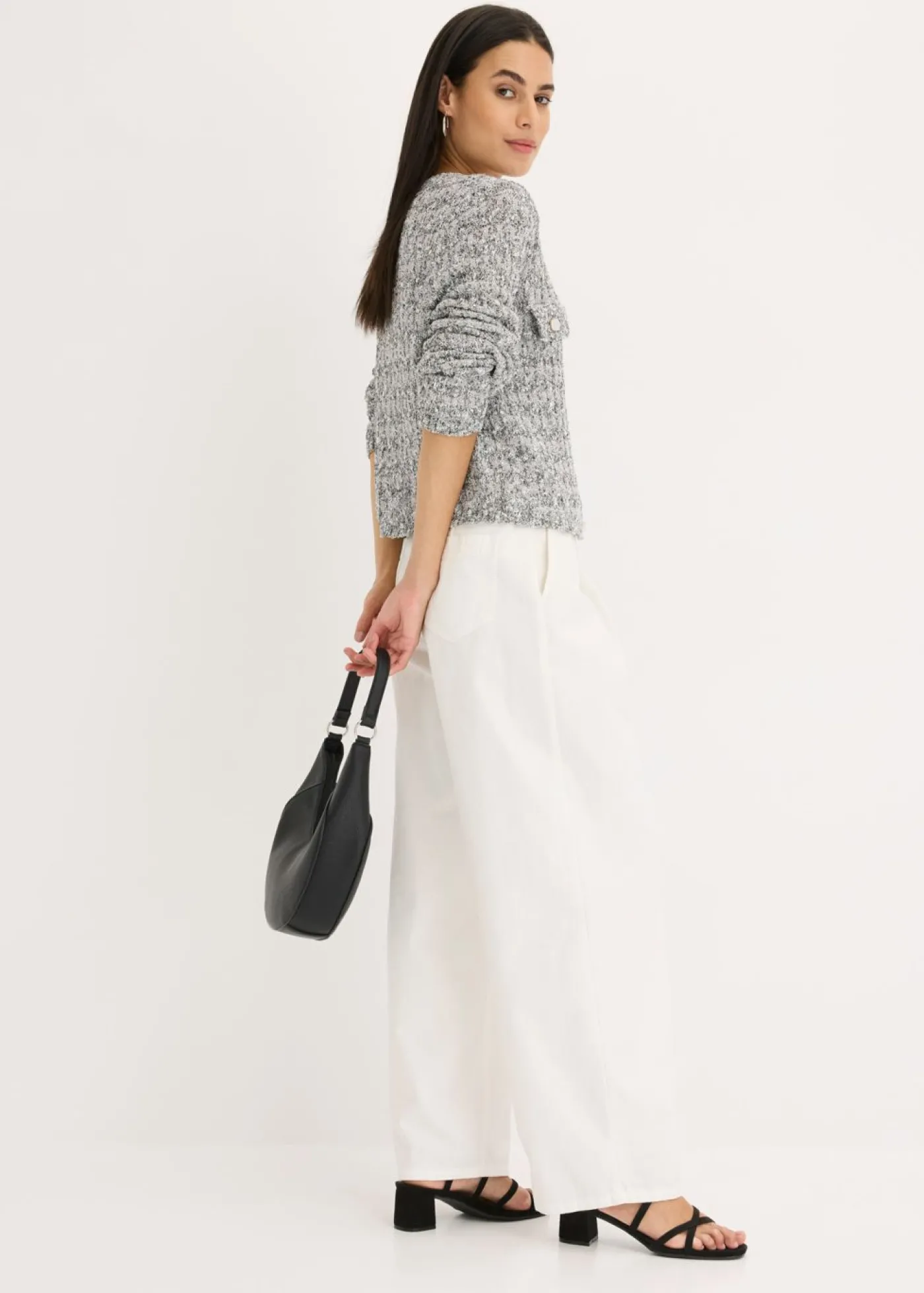 bonprix bonprix Chaqueta de punto de bouclé gris jaspeado moteado Outlet