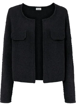 bonprix bonprix Chaqueta de punto de bouclé Negro Online