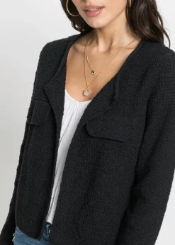 bonprix bonprix Chaqueta de punto de bouclé Negro Online