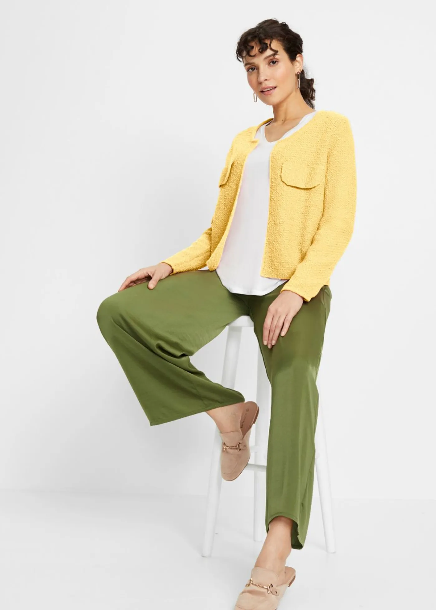 bonprix bonprix Chaqueta de punto de bouclé Amarillo claro Discount