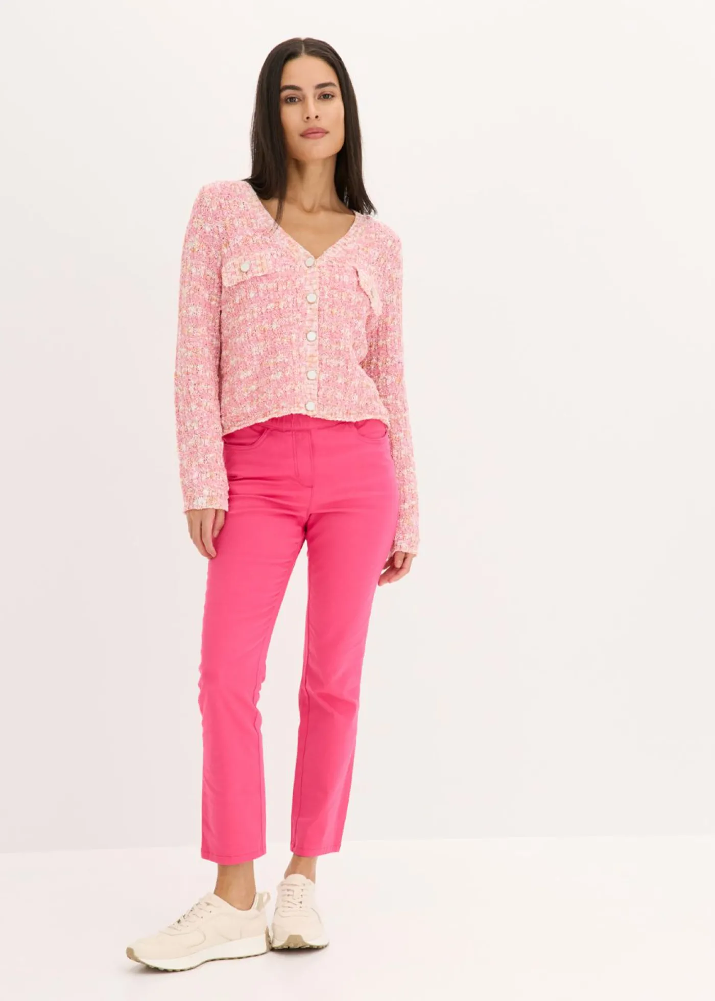 bonprix bonprix Chaqueta de punto de bouclé pink lady moteado