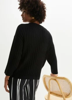 bonprix bonprix Chaqueta de punto de estilo boxy Negro Hot