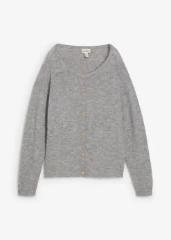 bonprix bonprix Chaqueta de punto de mezcla de alpaca Gris claro jaspeado Discount