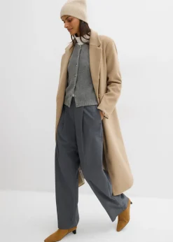 bonprix bonprix Chaqueta de punto de mezcla de lana con botones decorativos Gris jaspeado Discount