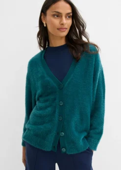 bonprix bonprix Chaqueta de punto de mezcla de viscosa Verde petróleo Online