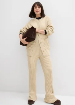 bonprix bonprix Chaqueta de punto de mezcla de viscosa suave Arena claro New