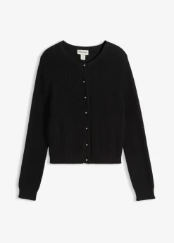 bonprix bonprix Chaqueta de punto de mezcla de lana con botones decorativos Negro Online