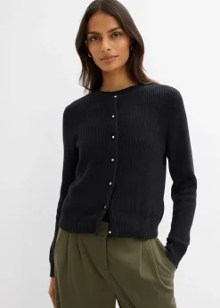 bonprix bonprix Chaqueta de punto de mezcla de lana con botones decorativos Negro Online