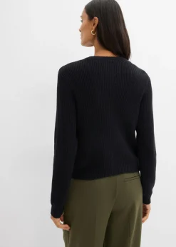 bonprix bonprix Chaqueta de punto de mezcla de lana con botones decorativos Negro Online
