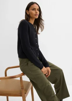 bonprix bonprix Chaqueta de punto de mezcla de lana con botones decorativos Negro Online
