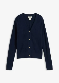 bonprix bonprix Chaqueta de punto de mezcla de viscosa suave Azul marino