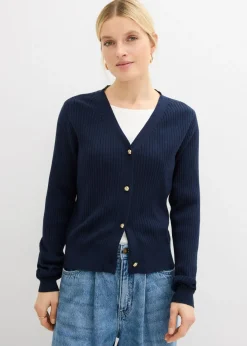 bonprix bonprix Chaqueta de punto de mezcla de viscosa suave Azul marino