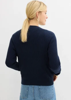 bonprix bonprix Chaqueta de punto de mezcla de viscosa suave Azul marino
