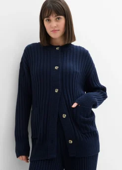 bonprix bonprix Chaqueta de punto de mezcla de viscosa suave Azul marino