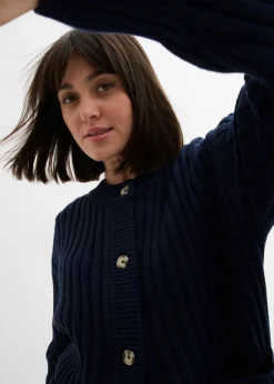 bonprix bonprix Chaqueta de punto de mezcla de viscosa suave Azul marino