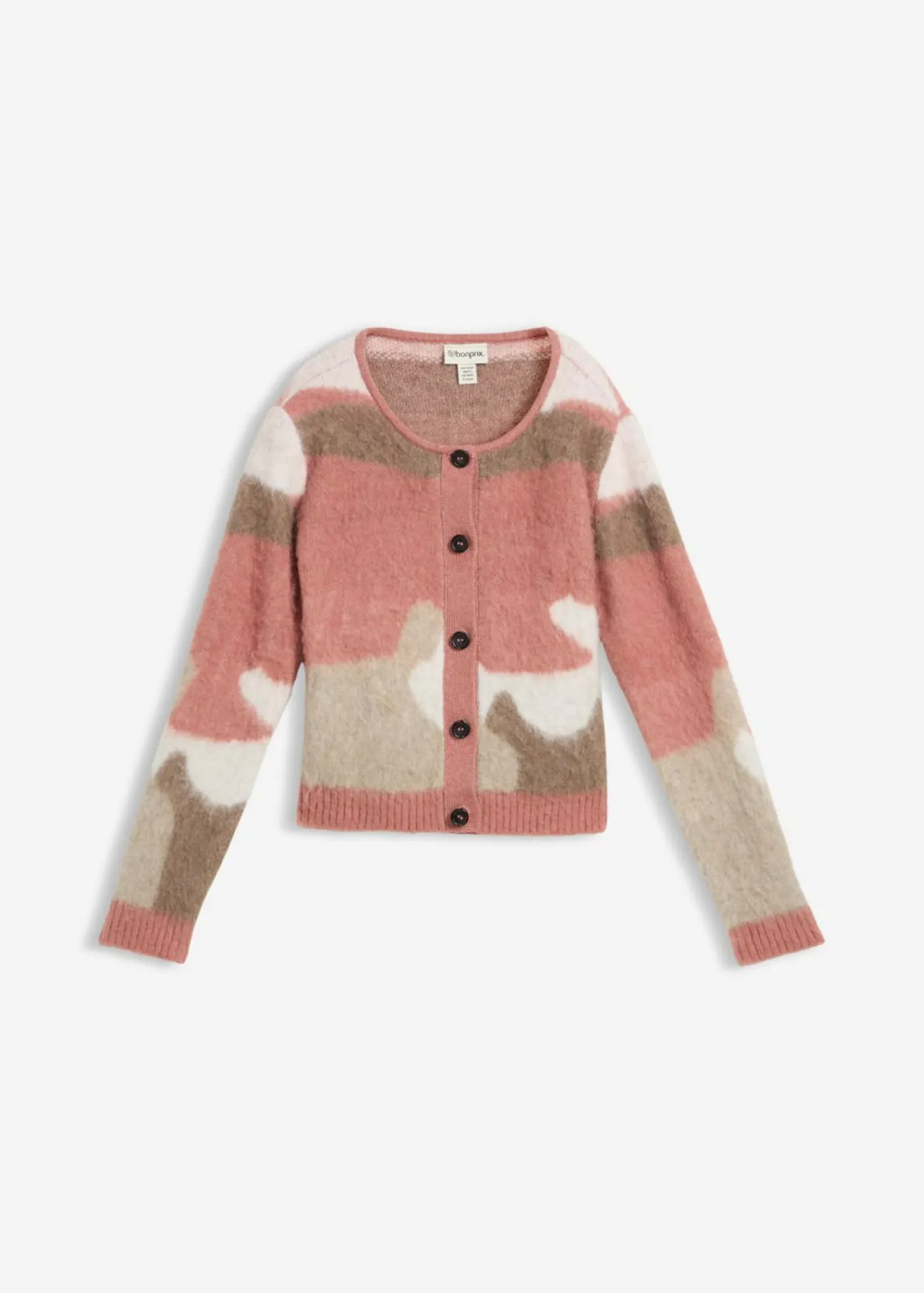 bonprix bonprix Chaqueta de punto estampada con botones rosa pálido Hot