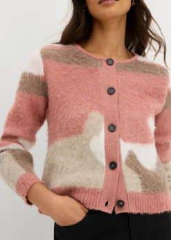 bonprix bonprix Chaqueta de punto estampada con botones rosa pálido Hot