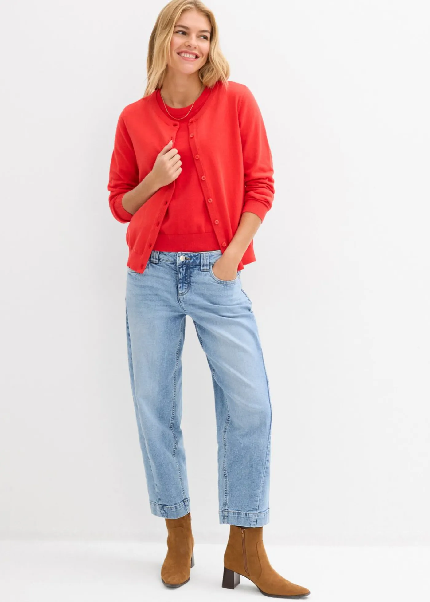 bonprix bonprix Chaqueta de punto fino fresa New