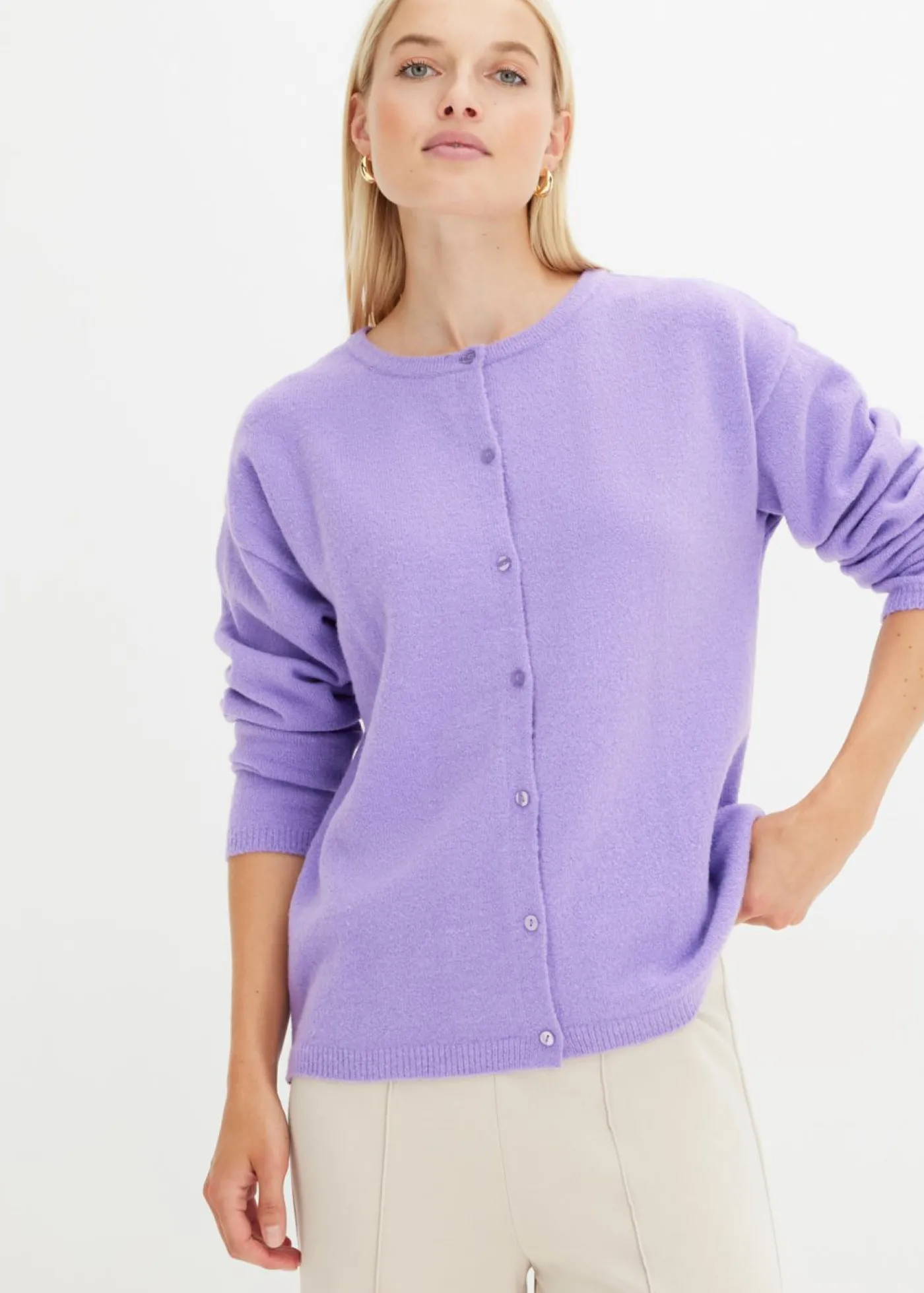 bonprix bonprix Chaqueta de punto fino Lila suave Best