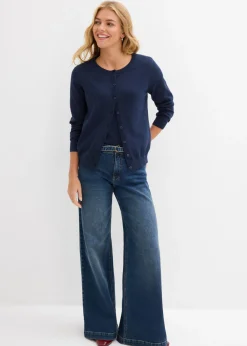 bonprix bonprix Chaqueta de punto fino Azul marino Sale