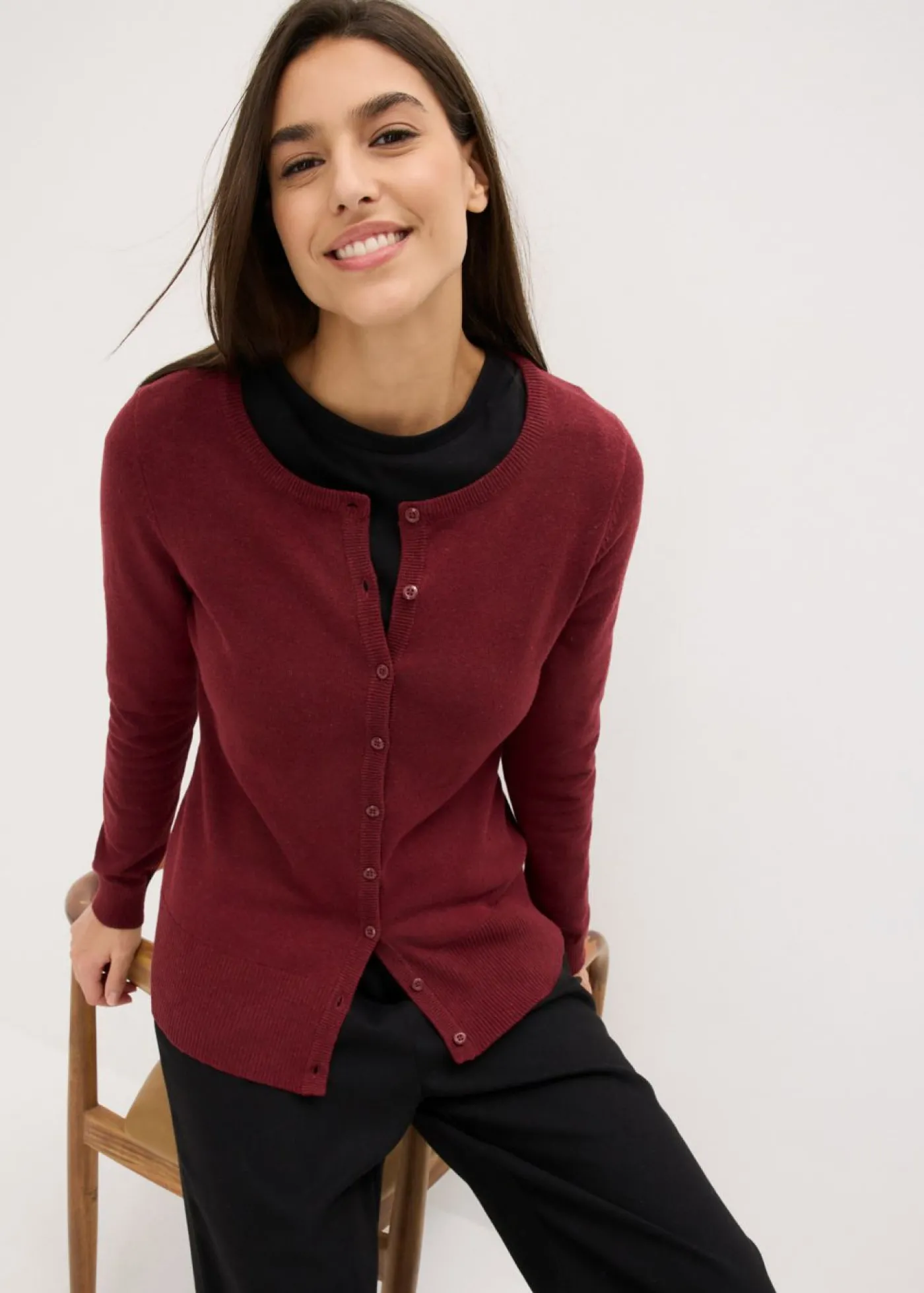 bonprix bonprix Chaqueta de punto fino con algodón reciclado Baya New